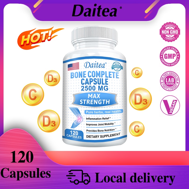 Daitea Bone Recovery + วิตามิน K2 เพื่อสุขภาพกระดูก - เสริมด้วยแคลเซียมสารอาหาร D3 และแร่ธาตุที่สําคัญของกระดูก