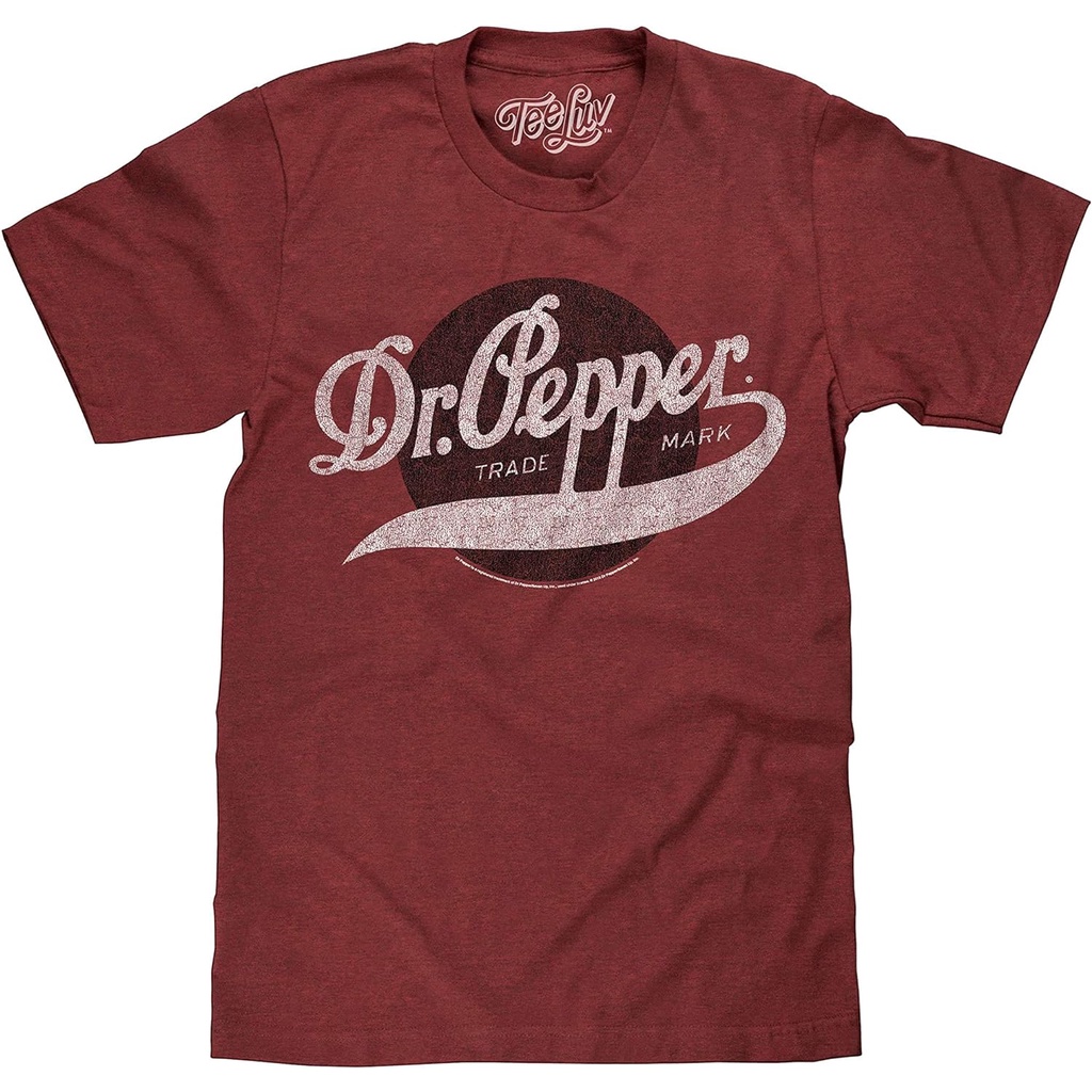 เสื้อยืดผ้าฝ้ายผู้ชาย Tee Luv Mens Dr Pepper Trademark Logo T-Shirt 4XL , 5XL , 6XL