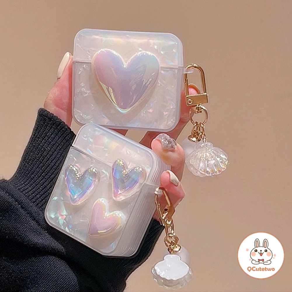 เคสหูฟังบลูทูธไร้สาย จี้หัวใจ 3D สไตล์เกาหลี สําหรับ Airpods Pro 2 1 2 3