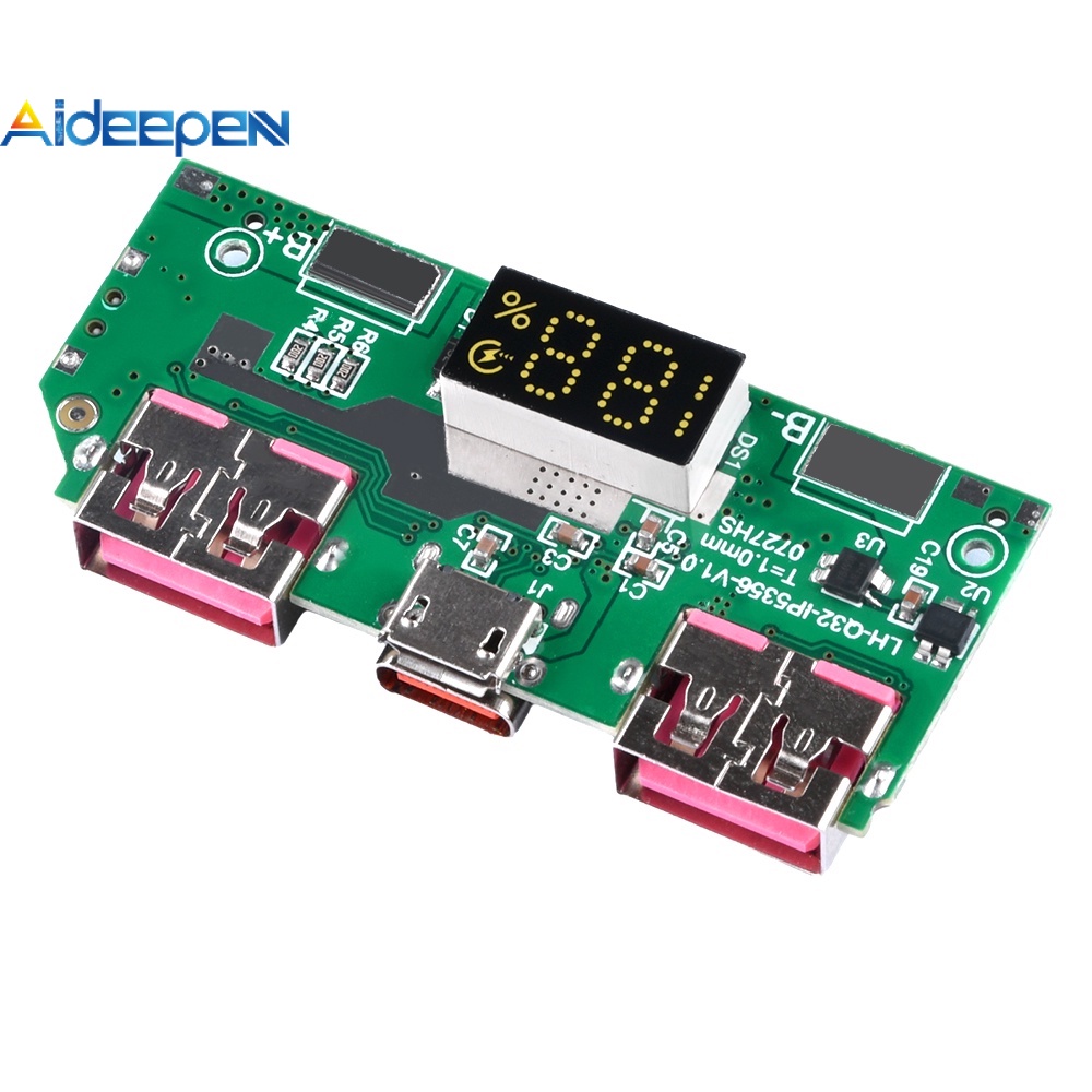 Aideepen โมดูลชาร์จแบตเตอรี่ลิเธียมไอออนดิจิทัล IP5356 รองรับ TYPE-C Micro USB 5V3A QC3.0 2.0 PD3.0 