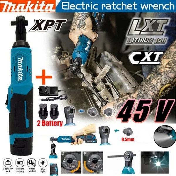 ใหม่ Makita ประแจวงล้อไฟฟ้าไร้สาย 12V พร้อมน็อตแบตเตอรี่ 2/1 1,00N.M พร้อมไฟ LED