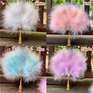 พัดขนนก แบบมือถือ สไตล์วินเทจ พับได้ เหมาะกับของขวัญงานแต่งง…