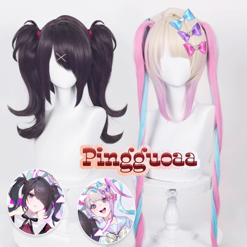 【Manmei】Hololive NEEDY GIRL OVERDOSE OMG Kawaii Angel-chan Ame-chan Cosplay Wig 120cm/45cm Heat Resistant Party Wigs