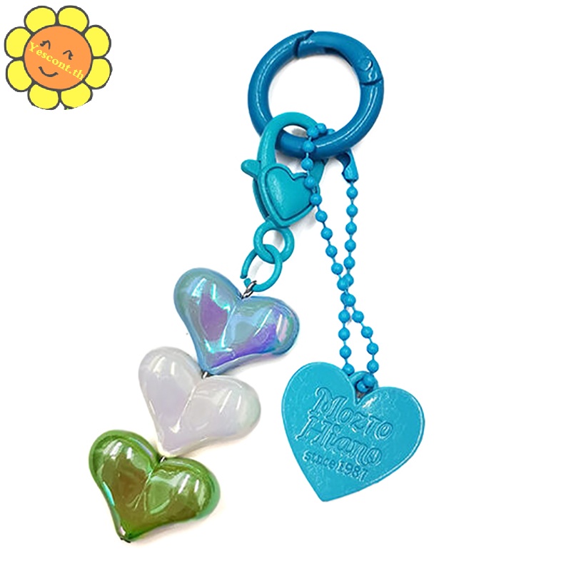Yescont พวงกุญแจลูกปัดอะคริลิค ไล่โทนสี รูปหัวใจ พีช น่ารัก หลากสี สําหรับเด็กผู้หญิง TH