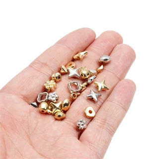 ลูกปัดกระต่ายและดอกไม้ CCB เงิน/ทอง (50 ชิ้น) - สวยงาม เหมาะสำหรับ DIY สร้อยข้อมือ สร้อยคอ