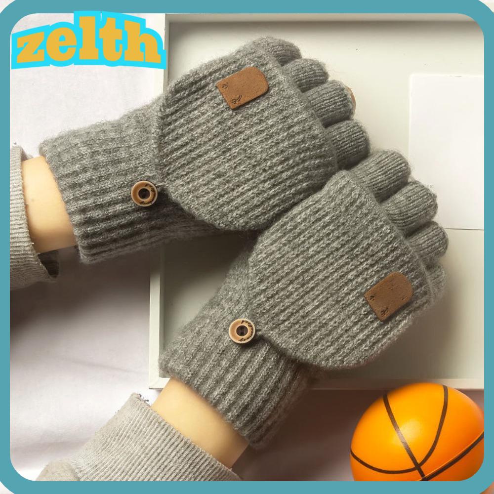 Zelth ถุงมือผ้าวูลถัก เปิดนิ้วมือ แบบหนา ยืดหยุ่น ไร้นิ้ว ให้ความอบอุ่น แฟชั่นฤดูหนาว สําหรับผู้ชาย และผู้หญิง 1 คู่