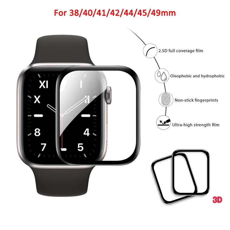 ฟิล์มกระจกนิรภัยกันรอยหน้าจอ 3D PMMA สําหรับ iWatch Series 9 8 Ultra 7 6 SE 5 4 3 2 1 38/42/40/44/41 มม. 45 มม. 49 มม.