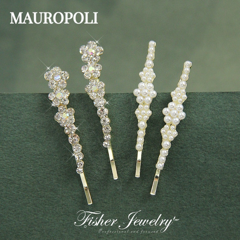 Mauropoli [พร้อมส่ง] ใหม่ กิ๊บติดผม โลหะผสม พลอยเทียม กิ๊บแตก ผมหน้าม้า คลิปแบน สาว สด ด้านข้าง กิ๊บติดผม เครื่องประดับผม