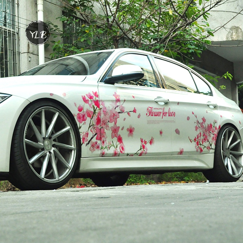 Ylb> สติกเกอร์ไวนิล ลายดอกไม้ ซากุระ สีชมพู สําหรับติดตกแต่งหน้าต่างรถยนต์