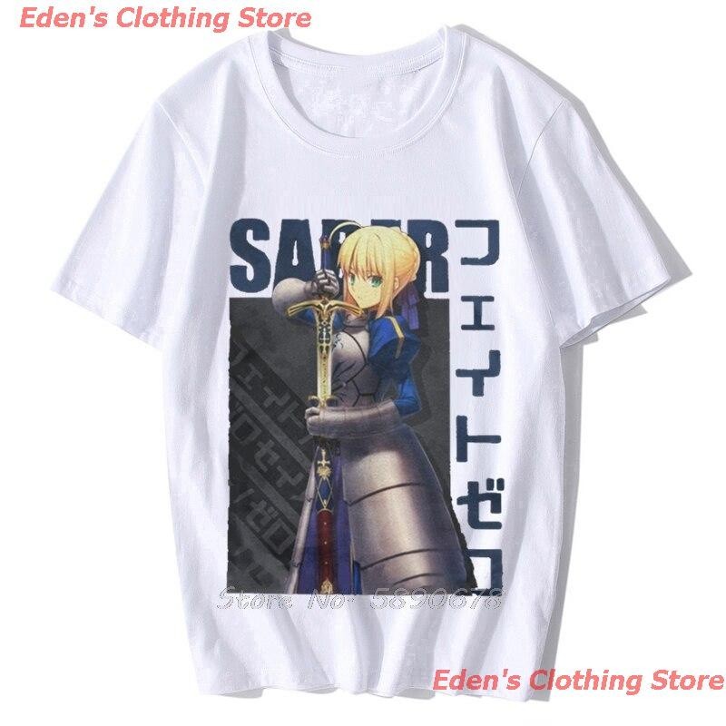 (MGD) crew neckEden's Clothing Store Fate Men Saber T Shirt Fate Stay Night Fgo Anime Cotton Clothes