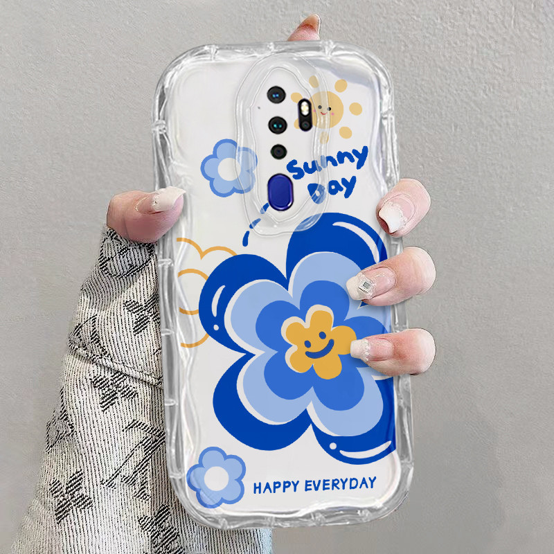 เคส Oppo A5 A9 2020 เคสโทรศัพท์ใส ความรู้สึกสูง หยักแมว ดอกไม้ ใส เคสโทรศัพท์ tpu นิ่ม เคสใส ลายครีม