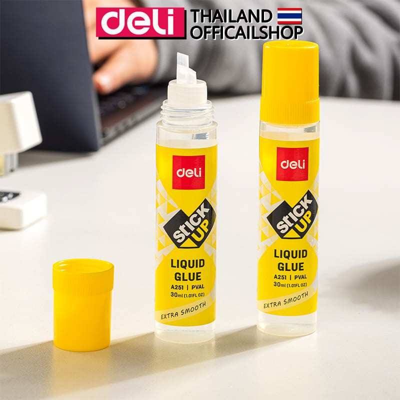 กาว Deli กาวน้ำชนิดพกพา สำหรับติดกระดาษ ตกแต่ง ติดชิ้นงาน เหนียวแน่น เหมาะกับนักเรียน นักศึกษา (แพ็ค 1 ขวด)