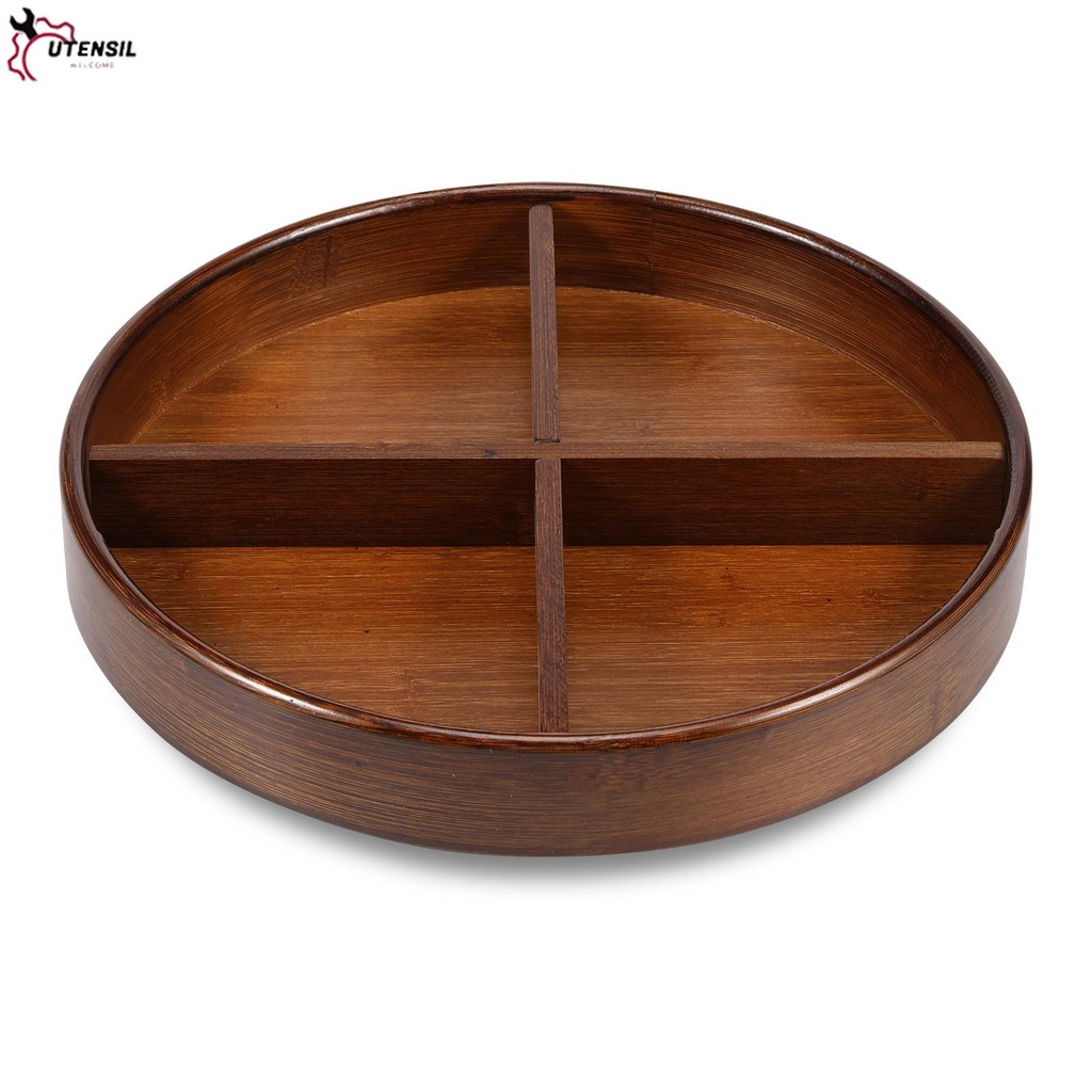 Lazy Susan Organizer Bamboo Lazy Susan Turntable Organizer 360° หมุน Lazy Susan Turntable สําหรับห้อ