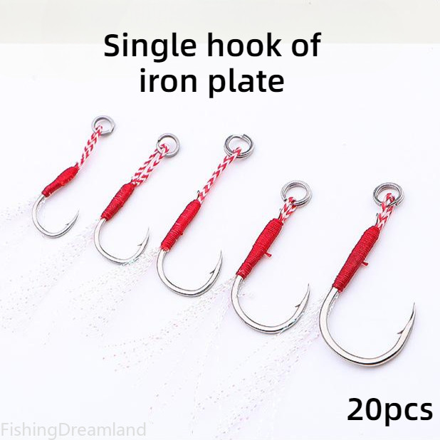 20ชิ้น 8 #/ 12 #/ 18 #Iron ตะขอตกปลาทะเลล่อผูกสายตะขออุปกรณ์เสริมจํานวนมากน้ําจืดเอียง-ปากเบสกองทัพปลาตะขอ