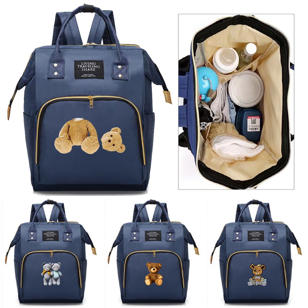 Diaper Bag Mom Diaper Backpack Multifunctional Backpack Outdoor Care Supplies Storage Organizer Bear
