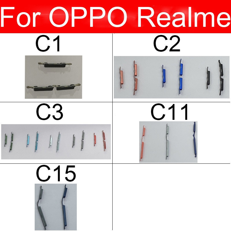 ปริมาณด้านข้างปุ่ม Flex Cable สําหรับ OPPO Realme C1 C2 C3 C11 C15 C17 บน Off Up Down ปุ่มด้านข้าง