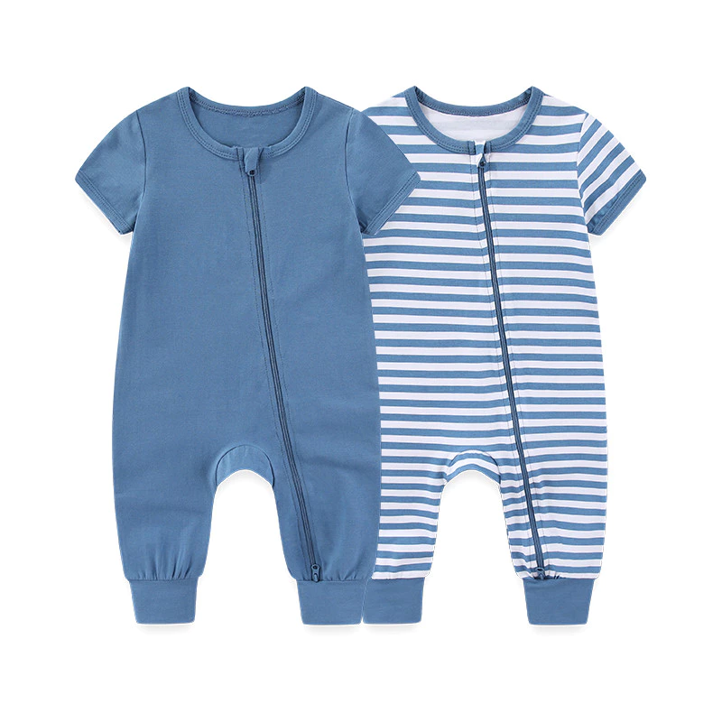 2pcs Unisex Soild แขนสั้นซิปเด็กทารกเด็กผู้หญิง Rompers ผ้าฝ้ายนุ่มเสื้อผ้าทารกแรกเกิด