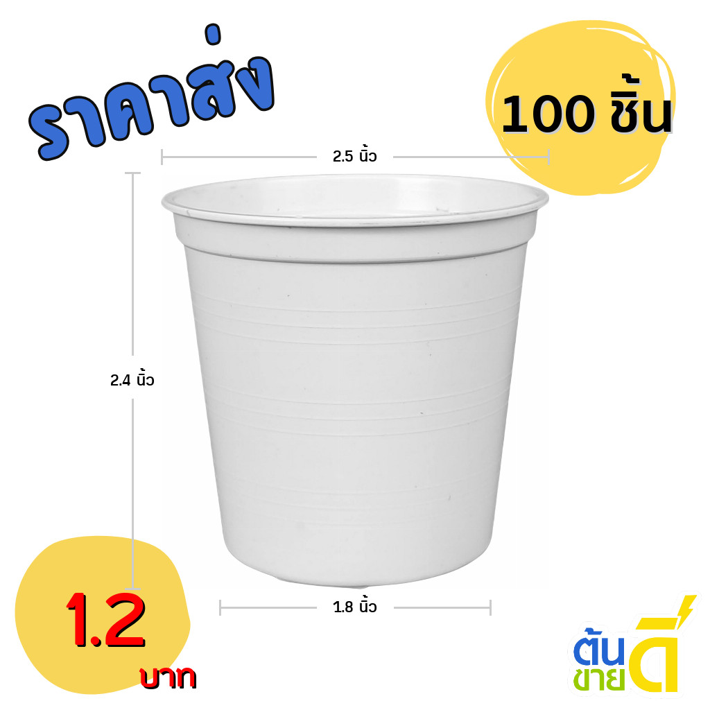 กระถาง กระถางต้นไม้ จานรองกระถางต้นไม้ 2 2.5 นิ้ว สีขาว ยกมัด 50 100 ใบ