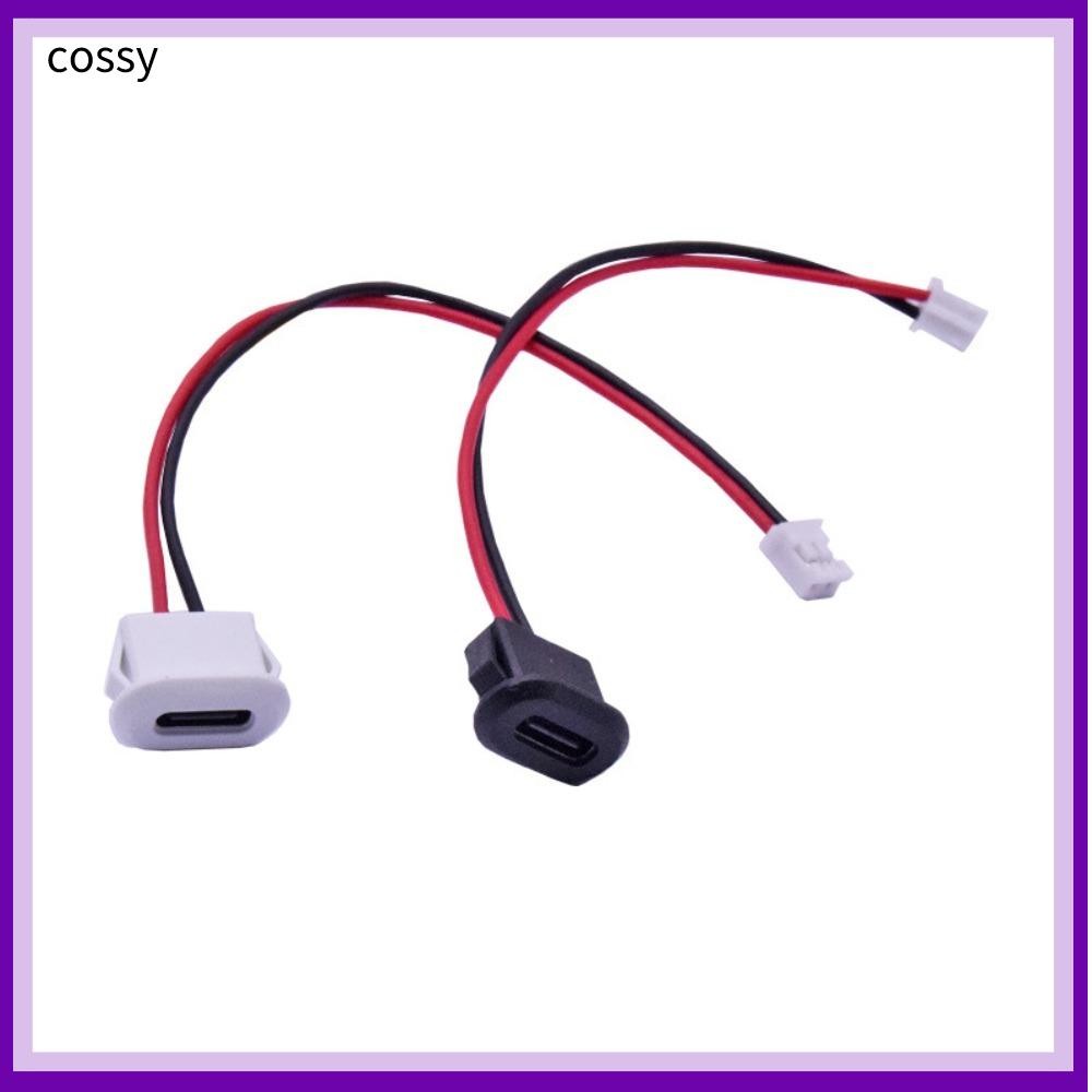 Cossy ช่องเสียบเครื่องชาร์จ USB, TYPE-C 2P 2Pin หญิงแจ็ค, ปลั๊กสายแถบกันน้ํา USB 2.0 แถบกันน้ําฐานสายเชื่อมต่อข้อมูลโดยตรงพร้อมสาย