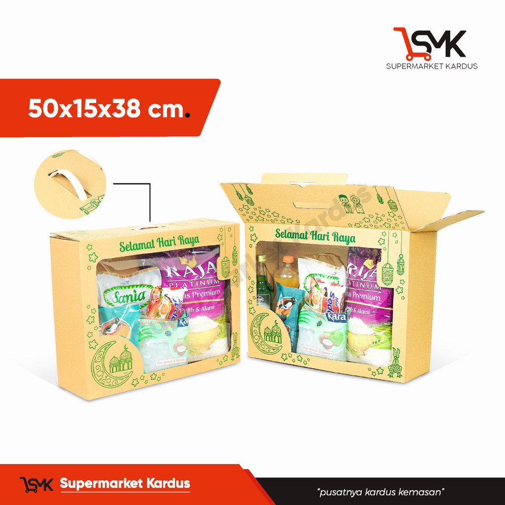 BOX 50x15x38 (SIZE-M) ที่จับกระดาษแข็ง/ถือ/พัสดุ/พัสดุ/Eid/Eid al-Fitr/Fader/Eid Mubarak/Eid/Eid/Eid