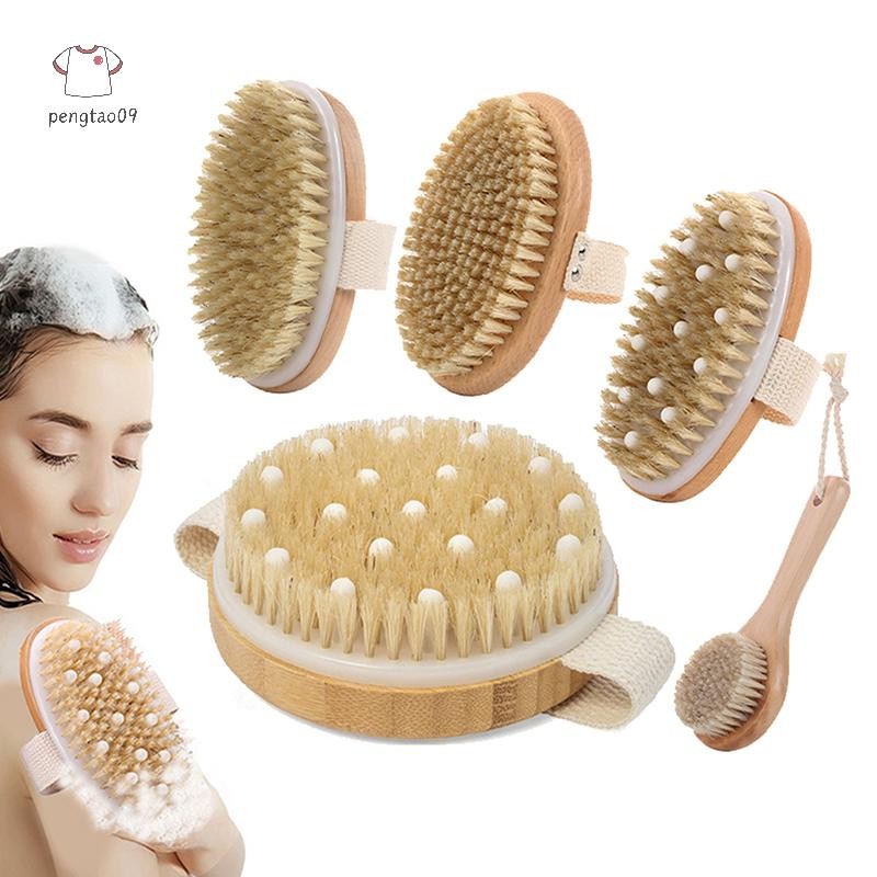 Pengtao09 1 ชิ้น Exfoliating ไม้ Body Massage แปรงอาบน้ําขนธรรมชาติ Soft SPA Woman Man Skin Care Wet Dry Body Brush ใหม่ ราคา ถูกที่สุด ดีลบีเคเค แกลเลอรีภาพที่ 2