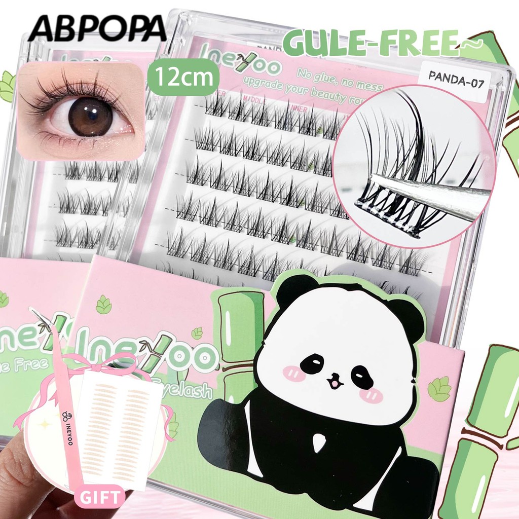Ineyoo Gule ฟรีขนตา 12 มม. สามารถนํากลับมาใช้ใหม่ได้รากโปร่งใสสไตล์ธรรมชาติ 10 แถว