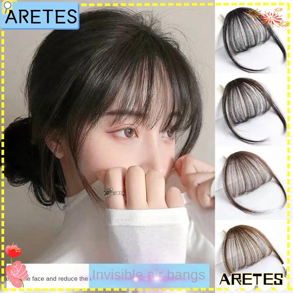 Arets มินิหน้าม้าปลอม, สําหรับสาวสังเคราะห์ Air Bangs Hairpiece, ผู้หญิงสีดําสีน้ําตาล Hairpiece Ext