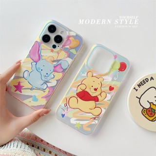 เคสแข็ง เคสไอโฟน iPhone 15 Pro Max iPhone 14 Pro Max iPhone 13 Pro Max iPhone 12 Pro Max iPhone 11 Cartoon Dumbo ดัมโบ้ &amp; Winnie the Pooh วินนี่เดอะพูห์ หมีพูห์ Color Electroplating Laser Design Hard Case