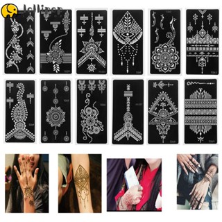 Lollipo1 ขายดี แผ่นแม่แบบสักชั่วคราว ลาย Mehndi สไตล์อินเดีย สําหรับตกแต่งมือ