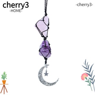 Cherry3 โมบายคริสตัล รูปดวงจันทร์ และดาว แฮนด์เมด คุณภาพสูง สีดํา สําหรับแขวนตกแต่งกระจกมองหลัง