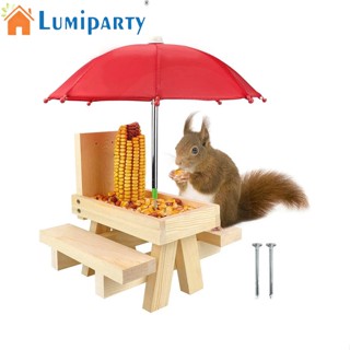 Lumiparty เครื่องให้อาหารกระรอก แบบไม้ หมุนได้ สําหรับตกแต่งสวน ปิกนิก กลางแจ้ง