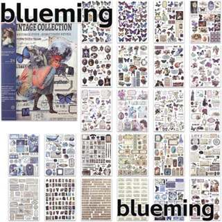 Blueming2 สติกเกอร์กระดาษวาชิ 24 แผ่น หลากสี สําหรับตกแต่งสมุดภาพ DIY