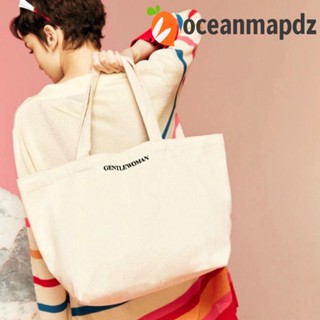 Oceanmapdz กระเป๋าช้อปปิ้ง ผ้าแคนวาส พิมพ์ลาย แบบพกพา จุของได้เยอะ สไตล์สตรีทไทย สําหรับผู้หญิง