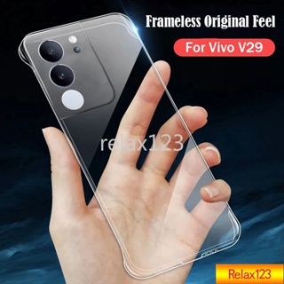 เคสโทรศัพท์มือถือ PC แข็ง แบบใส บางพิเศษ กันกระแทกสี่มุม สําหรับ Vivo V29 V29 Pro 2023