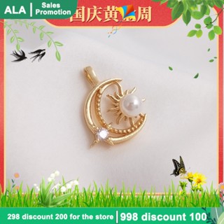 【❤️เครื่องประดับ DIY❤️】จี้ลูกปัดไข่มุก รูปดวงจันทร์ ดวงอาทิตย์ ดาว สีทอง 14K สําหรับทําเครื่องประดับ สร้อยคอ สร้อยข้อมือ DIY【จี้ / ลูกปัดห้อย】