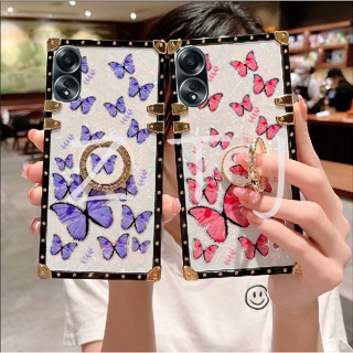 เคสโทรศัพท์มือถือ กันกระแทก ลายผีเสื้อ พร้อมแหวนขาตั้ง สําหรับ OPPO A58 4G A78 4G