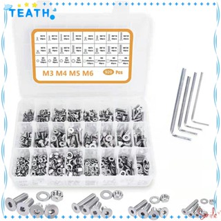 Teath สกรูหัวแบน หกเหลี่ยม 16 ขนาด M3 M4 M5 M6 สเตนเลส 304 8 12 16 20 มม. สําหรับเครื่องใช้ในครัวเรือน 920 ชิ้น