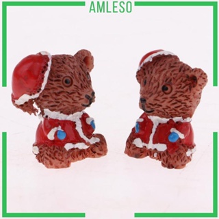 [Amleso] ตุ๊กตาหมีคริสต์มาส ขนาดเล็ก สีเขียว สําหรับตกแต่งบ้านตุ๊กตา 20 ชิ้น