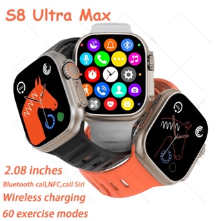 S8 Ultra Max สมาร์ทวอทช์ เชื่อมต่อบลูทูธ 2.08 นิ้ว IP67 กันน้ํา สําหรับ iOS Android Fitness Tracker