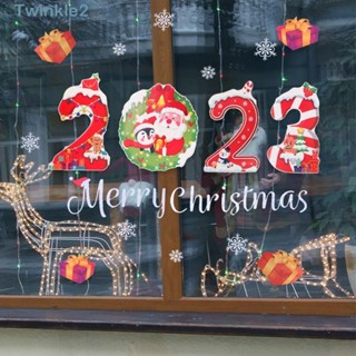 Twinkle สติกเกอร์ติดผนัง ลาย Merry Christmas สําหรับตกแต่งบ้าน 2023