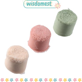 Wisdomest ริบบิ้นผ้าไหม สีงาช้าง สีชมพู สีเขียว 6 ม้วน 1.5 นิ้ว x 33 หลา