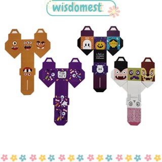 WISDOMEST กล่องกระดาษใส่ขนม คุกกี้ ลายฮาโลวีน แบบพกพา พับได้ พร้อมที่จับ 3 ชิ้น