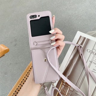 เคสโทรศัพท์หนัง PU ฝาพับ พร้อมช่องใส่บัตร กันกระแทก สําหรับ Samsung Galaxy Z Flip 5 4 3 Flip5 Flip4 Flip3 5G