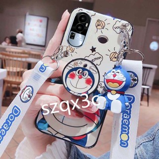 พร้อมส่ง เคสโทรศัพท์มือถือ แบบนิ่ม ลายการ์ตูนโดราเอมอนน่ารัก พร้อมสายคล้องคอ และตุ๊กตา และสายคล้องคอ สําหรับ OPPO Reno10 Pro+ Reno 10 5G A16 A16K 4G