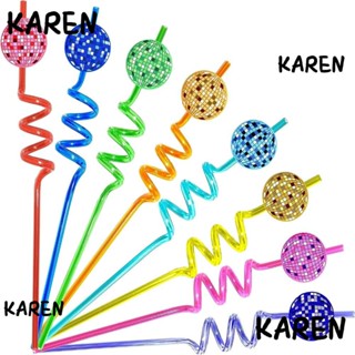 Karen หลอดดิสโก้ 8 สี ใช้ซ้ําได้ สําหรับตกแต่งเต้นรํา สละโสด 24 ชิ้น