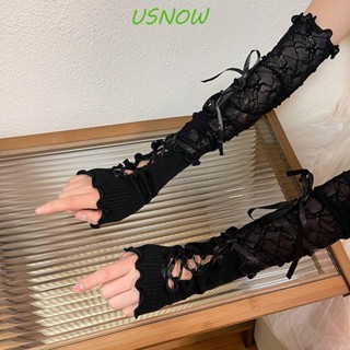 Usnow ถุงมือลูกไม้ สไตล์พังก์ หรูหรา สําหรับเจ้าสาว Jk Party y2k