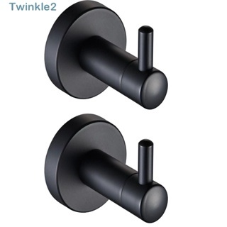 Twinkle ตะขอแขวนผ้าขนหนู หมวก ติดผนัง ทนทาน ติดตั้งง่าย สีเงิน สีดํา สําหรับห้องครัว 2 ชิ้น