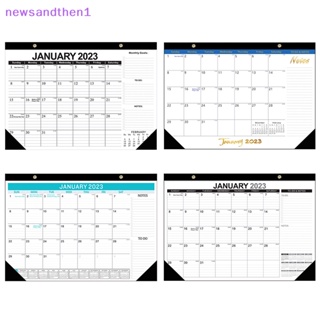 Newsandthen1 2023 ปฏิทินตั้งโต๊ะ ภาษาอังกฤษ คลาสสิก สีดํา 18 เดือน สําหรับสํานักงาน