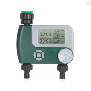 Programmable Digital Hose Faucet Timer Outdoor Battery Operated Automatic Watering Sprinkler System Irrigation Controller with 2 Outlet for Garden Plants (Batteries Not Included)