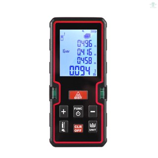 100m Laser Measure LCD Digital Laser Distance Meter Mini Range Finder Distance/ Area/ Volume/ Pythagorean Measuring Tool with Dual Level Bubble, Unit Change, Datum Mark Switch, Countdown, History Records